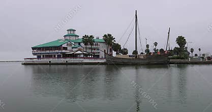 Corpus Christi Texas old wooden ship restaurant pier 4K
