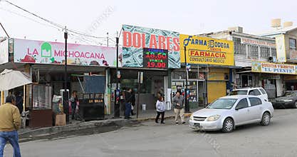 Ciudad Juarez Mexico old busy business street 4K 1185