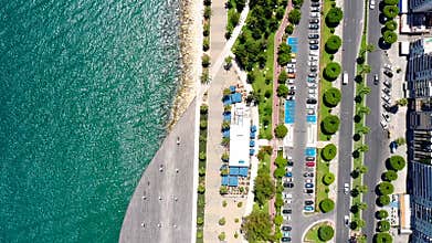 Overhead view Molos seaside park. Limassol, Cyprus