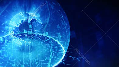 Safe earth inside a shield dome. Half of sphere. Business concept of security. Protect from global crisis. Barrier. Loop.