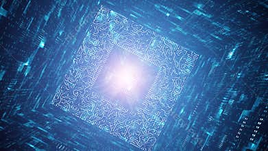 Inside A Quantum Computer. Transfer Of Information, Cloud Computing And Big Data Concept