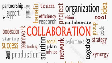 Collaboration concept in word cloud isolated on white background - Illustration