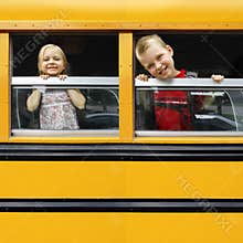 Children in a school bus