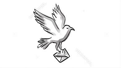 Bird delivering mail drawing 2D Animation