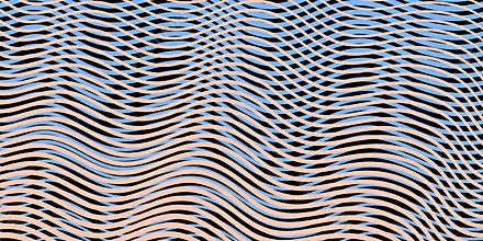 Colored line art pattern with irregular halftone waves.