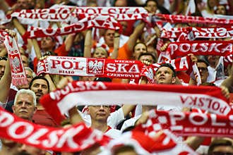 Supporters of Poland with ths scarfs