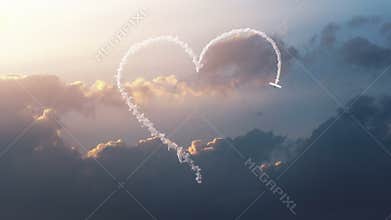Airplane draws Heart shape on the sky