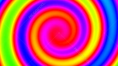 Abstract hypnoptic psychedelic rainbow colored swirl spiral optical illusion tunnel - 4K loopable