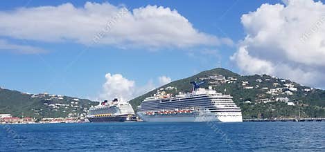 Cruise ships in port at St. Thomas