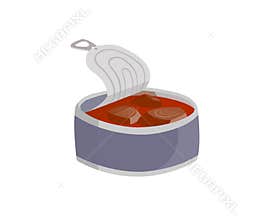 Canned fish isolated on white background. Mackerel in tomato sauce