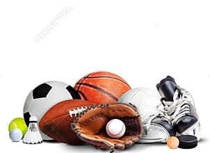 Sports Equipment For All Seasons  on White Background