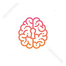 Top Brain logo icon with keyhole symbol, Secrets of the mind concept design illustration pink and orange gradients color isolated