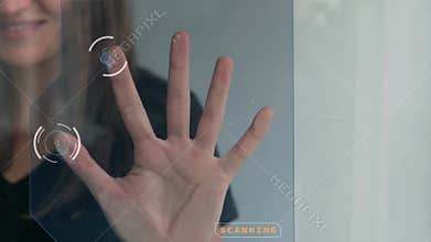 Fingerprint scan of the female hand