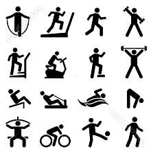 Exercise, fitness, gym icon set