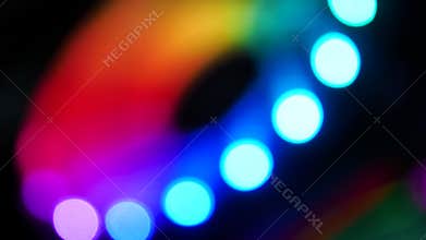 Abstract background rgb color spinning and rotate with dark and grain processed