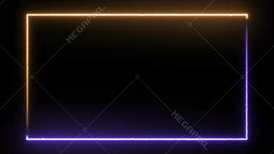 Animated neon glowing frame background. Laser show loop 4K animation