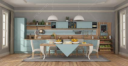 Clear blue classic kitchen