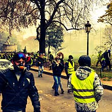 Demonstrators during a protest in yellow vests