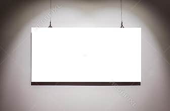 One empty frames on wall in art gallery museum exhibit blank white isolated clipping path