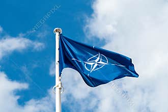 NATO flag waving in the wind