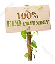 100% eco friendly green sign