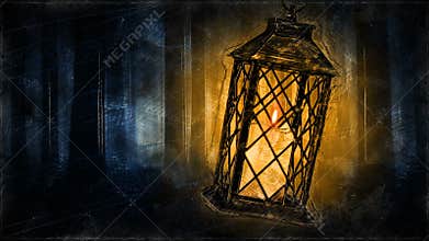 Candle Lantern in a dark forest - Creepy halloween animation loop.mov