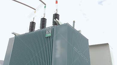 Transformer at a power plant, transformer at a solar power station