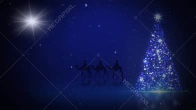 Three Wise Men Christmas Tree Sparkle 4K Loop