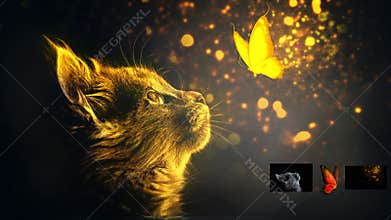 A cat look a spritual butterfly Photoshop manupulation photo