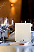 Blank menu on restaurant table