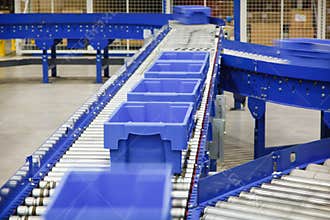 Totes on a Conveyor Belt