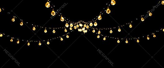 Christmas of wedding lights isolated on black