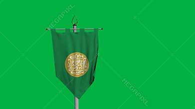 Rohingya Waving Flag on Wind on Green Screen or Chroma Key background. 1920 x 1080 Animation