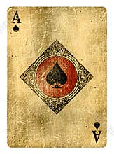 Ace of Spades Vintage playing card isolated on white