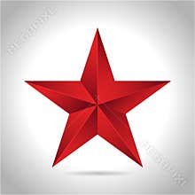 Gold red star vector illustration 3D art symbol christmas