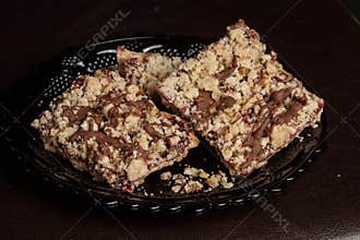 Mom`s Homemade Chocolate Raspberry Walnut Streusel Bars