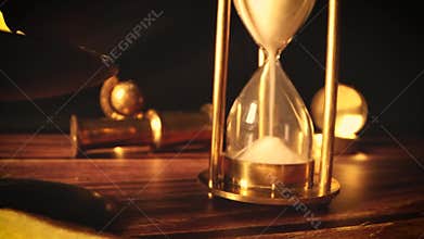 Vintage items on the table in candlelight
