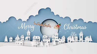 Merry Christmas and Happy New Year ,paper art and craft style