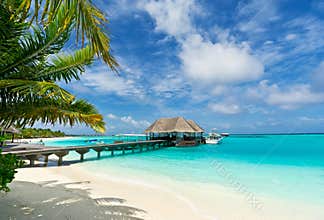 Footbridge connecting the jetty in maldives