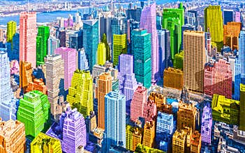 Colorful pop art styled New York City NYC Manhattan diverse diversity