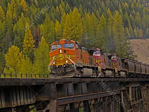Freight Train Crossing Trestle