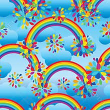 Rainbow curl celebration petal seamless pattern