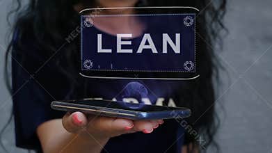 Woman showing HUD hologram Lean