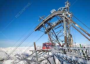 Upper cable car station on top Aiguille Rouge 3226 m