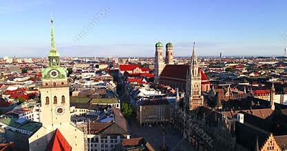 Aerial view of Marienplatz Munich Germany