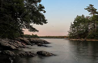 Wolfe Neck State Park, Freeport, Maine in the summer evening