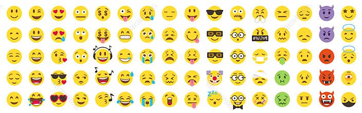 Vector Emoticon Big Set. Emoji pack.