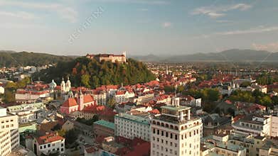 Cityscape of Ljubljana, capital of Slovenia, at late afternoo light.