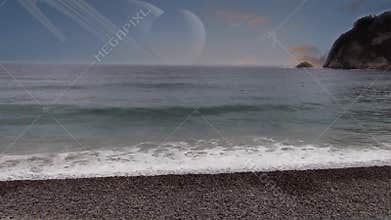 Alien relaxing beach