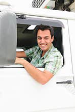 Happy truck driver